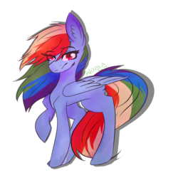 Size: 1024x1024 | Tagged: safe, artist:foxy246, rainbow dash, pegasus, pony, g4, ear fluff, female, folded wings, looking at you, mare, raised hoof, simple background, solo, transparent background
