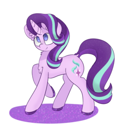 Size: 1280x1288 | Tagged: safe, artist:umbreow, starlight glimmer, pony, unicorn, g4, chest fluff, colored hooves, female, mare, raised hoof, simple background, smiling, solo, transparent background