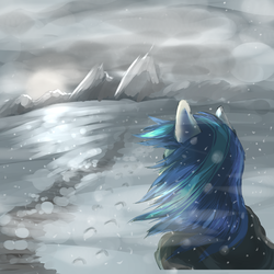 Size: 3000x3000 | Tagged: safe, artist:shimazun, shining armor, pony, unicorn, g4, blizzard, high res, male, rear view, snow, snowfall, solo, stallion