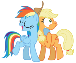 Size: 9645x8039 | Tagged: safe, artist:estories, applejack, rainbow dash, earth pony, pegasus, pony, g4, absurd resolution, female, folded wings, mare, simple background, transparent background, vector