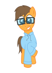 Size: 1250x1750 | Tagged: safe, artist:m.w., derpibooru exclusive, oc, oc only, earth pony, pony, 2018 community collab, derpibooru community collaboration, clothes, glasses, male, raised hoof, simple background, smiling, solo, stallion, transparent background, vector