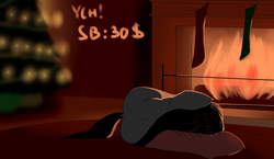 Size: 1766x1022 | Tagged: safe, artist:coreboot, christmas, christmas tree, commission, fireplace, holiday, tree, your character here