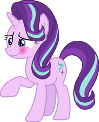 Size: 3000x3703 | Tagged: safe, artist:cloudy glow, artist:illumnious, starlight glimmer, pony, unicorn, g4, uncommon bond, .ai available, blushing, cute, female, glimmerbetes, high res, mare, raised hoof, simple background, solo, transparent background, vector