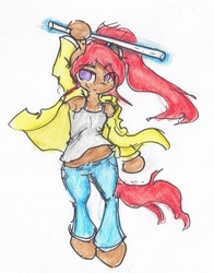 Size: 884x1128 | Tagged: safe, artist:spheedc, oc, oc only, oc:velvet sky, earth pony, semi-anthro, armpits, clothes, female, mare, simple background, smiling, solo, traditional art, white background