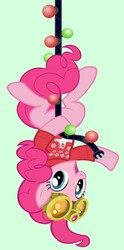 Size: 494x1000 | Tagged: safe, artist:pixelkitties, pinkie pie, g4, christmas, christmas lights, goggles, holiday, open mouth, ugly christmas sweater, upside down