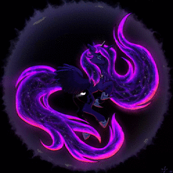 Size: 2160x2160 | Tagged: safe, artist:equum_amici, artist:php117, edit, princess luna, alicorn, pony, g4, animated, cinemagraph, collaboration, crown, eclipse, female, flying, high res, jewelry, lidded eyes, long mane, long tail, mare, no sound, perfect loop, regalia, solo, spread wings, webm, wings