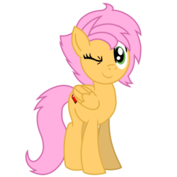 Size: 1200x1200 | Tagged: safe, artist:toyminator900, oc, oc only, oc:beauty cheat, pegasus, pony, female, folded wings, looking at you, mare, one eye closed, simple background, smiling, solo, transparent background, wink