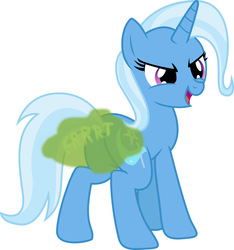Size: 1024x1095 | Tagged: artist needed, safe, edit, trixie, pony, unicorn, g4, fart, fart cloud, fart edit, fart noise, female, onomatopoeia, simple background, solo, sound effects, the great and flatulent trixie, white background