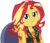 Size: 2048x1759 | Tagged: safe, artist:thebar, sunset shimmer, equestria girls, g4, my little pony equestria girls: better together, chair, confident, female, geode of empathy, leather vest, like a boss, looking at you, magical geodes, pen, simple background, sitting, smiling, smug, smugset shimmer, solo, transparent background