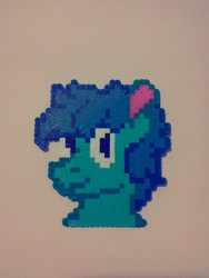 Size: 1944x2592 | Tagged: safe, artist:andandampersand, oc, oc only, oc:cottonswirl, pony, craft, female, perler beads, simple background, traditional art, white background