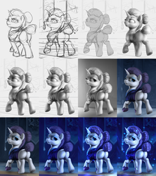 Size: 2560x2880 | Tagged: safe, artist:assasinmonkey, rarity, pony, unicorn, g4, the cutie re-mark, alternate timeline, art progress, butt, female, high res, looking back, night maid rarity, night maid rearity, nightmare takeover timeline, plot, rearity, solo, wip
