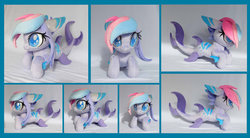 Size: 1024x567 | Tagged: safe, artist:fireflytwinkletoes, oc, oc only, original species, shark pony, beanie (plushie), irl, photo, plushie, rainbow hair