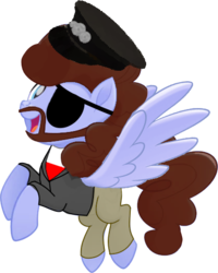 Size: 419x525 | Tagged: safe, edit, oc, oc only, oc:electric light (jeff lynne pony), pegasus, pony, g4, my little pony: the movie, 70s, electric light orchestra, elo, equestria light orchestra, eyepatch, flying, lowres, male, movie accurate, musician, pirate, ponified, simple background, solo, stallion, transparent background