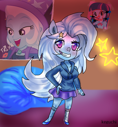 Size: 461x498 | Tagged: safe, artist:keguchi, trixie, twilight sparkle, equestria girls, g4, ponied up