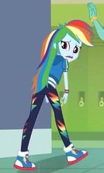 Size: 364x607 | Tagged: safe, screencap, rainbow dash, zephyr breeze, equestria girls, g4, my little pony equestria girls: better together, overpowered (equestria girls), clothes, converse, cropped, female, pants, shoes, sneakers, solo focus
