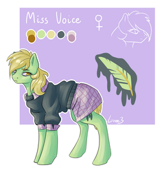 Size: 1836x1945 | Tagged: safe, artist:gree3, oc, oc only, oc:miss voice, earth pony, pony, clothes, female, mare, reference sheet, shirt, solo, sweater