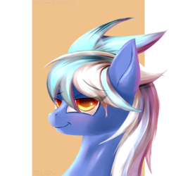 Size: 1000x1000 | Tagged: safe, artist:mercurial64, oc, oc only, oc:wind sail, pony, bust, flirting, looking at you, portrait, simple background, solo