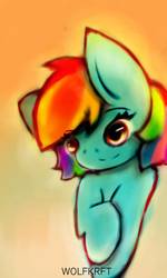 Size: 768x1280 | Tagged: safe, artist:wolfkrft, rainbow dash, pony, g4, alternate hairstyle, bust, cute, dashabetes, female, minimalist, modern art, solo