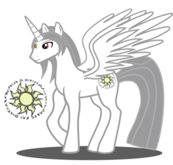 Size: 916x872 | Tagged: safe, artist:razthor, oc, oc only, oc:sherem, alicorn, pony, alicorn oc, cutie mark, horn, male, simple background, stallion, transparent background, vector, wings