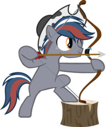 Size: 1024x1230 | Tagged: safe, artist:pegasski, oc, oc only, oc:southern stars, earth pony, pony, g4, archery, arrow, bow (weapon), bow and arrow, cowboy hat, hat, male, simple background, smiling, solo, stallion, stetson, transparent background, weapon