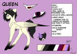 Size: 960x678 | Tagged: artist needed, safe, oc, oc only, oc:queen, alicorn, pony, reference sheet