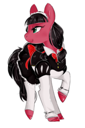 Size: 1148x1730 | Tagged: artist needed, safe, oc, oc only, oc:macdolia, earth pony, pony, clothes, dress, french maid, maid, maid headdress, pigtails, twintails