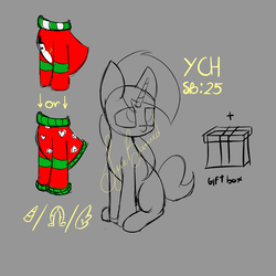 Size: 3000x3000 | Tagged: safe, artist:syncbanned, pony, christmas, clothes, commission, high res, holiday, hollydays, present, solo, sweater, your character here