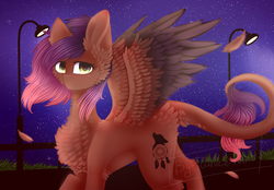 Size: 2000x1392 | Tagged: safe, artist:twinkepaint, oc, oc only, oc:evening howler, pegasus, pony, female, mare, night, solo