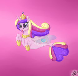 Size: 1380x1350 | Tagged: safe, artist:liniitadash23, princess cadance, seapony (g4), g4, my little pony: the movie, crown, cute, cutedance, female, fin wings, jewelry, movie accurate, regalia, seaponified, seapony cadance, show accurate, smiling, solo, species swap, tiara, wings