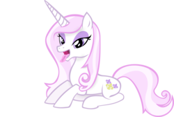 Size: 8974x6066 | Tagged: safe, artist:emu34b, fleur-de-lis, pony, unicorn, g4, absurd resolution, bedroom eyes, drool, eyeshadow, female, lying down, makeup, mare, mawshot, open mouth, open smile, prone, show accurate, simple background, smiling, solo, tongue out, transparent background, vector