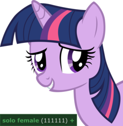 Size: 4392x4500 | Tagged: safe, artist:the smiling pony, twilight sparkle, pony, unicorn, derpibooru, g4, secret of my excess, 111111, absurd resolution, bust, female, mare, meta, milestone, portrait, reaction image, simple background, smiling, solo, tags, transparent background, vector