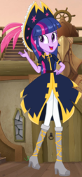Size: 1968x4200 | Tagged: safe, artist:lightningsentry1, twilight sparkle, equestria girls, g4, my little pony: the movie, clothes, female, hat, open mouth, pirate, pirate hat, pirate ship, pirate twilight, twilight sparkle (alicorn)