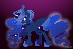 Size: 1500x1000 | Tagged: safe, artist:starlightwantscookie, princess luna, alicorn, pony, g4, beautiful, chest fluff, female, fluffy, folded wings, impossibly large ears, large wings, mare, pretty, solo, wings