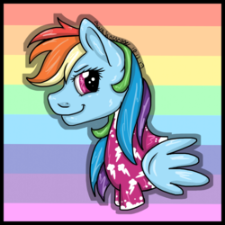 Size: 1024x1024 | Tagged: safe, artist:aurasinchaser, rainbow dash, pony, g4, bust, clothes, female, looking at you, mare, portrait, solo