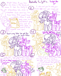 Size: 4779x6013 | Tagged: safe, artist:adorkabletwilightandfriends, moondancer, spike, starlight glimmer, twilight sparkle, alicorn, dragon, pony, unicorn, comic:adorkable twilight and friends, g4, absurd resolution, adorkable twilight, angry, clothes, cold, comic, dirty, female, flu season, germs, gloves, humor, lineart, mare, mask, mucus, pre sneeze, prevention, safety, screaming, sick, simple background, slice of life, sneezing, snot, twilight sparkle (alicorn), upset, white background