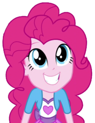 Size: 1590x2048 | Tagged: safe, artist:thebarsection, edit, edited screencap, screencap, pinkie pie, equestria girls, g4, my little pony equestria girls: friendship games, background removed, clothes, cute, diapinkes, female, grin, happy, looking up, not a vector, shirt, simple background, skirt, smiling, solo, teenager, transparent background, vest
