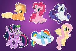 Size: 1188x800 | Tagged: safe, applejack, fluttershy, pinkie pie, rainbow dash, rarity, spike, twilight sparkle, alicorn, dragon, pony, g4, official, cloud, dragons riding ponies, eyes closed, female, flying, folded wings, gradient background, looking at someone, mane seven, mane six, mare, on a cloud, open mouth, open smile, riding, riding a pony, sitting, sleeping, sleeping on a cloud, sleepydash, smiling, spike riding twilight, spread wings, sticker, stock vector, twilight sparkle (alicorn), wings