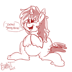 Size: 2000x2000 | Tagged: safe, artist:binkyt11, derpibooru exclusive, oc, oc only, goo pony, original species, pony, unicorn, badumsquish approved, descriptive noise, high res, male, monochrome, request, solo, stallion