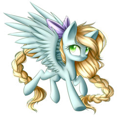 Size: 3265x3161 | Tagged: safe, artist:snowbunny0820, oc, oc only, oc:sunshine dapple, pegasus, pony, bow, female, hair bow, high res, mare, simple background, solo, transparent background