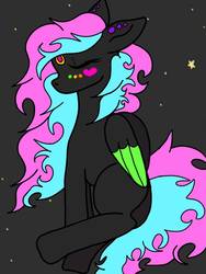 Size: 768x1024 | Tagged: dead source, safe, artist:xxthescientificangel, oc, oc only, pegasus, pony, eyes closed, neon colors, neon heart, solo, starry night