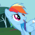 Size: 660x660 | Tagged: safe, edit, edited screencap, screencap, rainbow dash, pegasus, pony, dragonshy, g4, animated, bouncing, context is for the weak, cropped, female, gif, looking back, mare, meme, out of context, solo