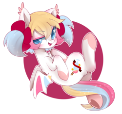 Size: 1200x1130 | Tagged: safe, artist:snow angel, oc, oc only, oc:candy cream, bat pony, pony, bat pony oc, female, heart eyes, looking at you, mare, simple background, smiling, solo, white background, wingding eyes