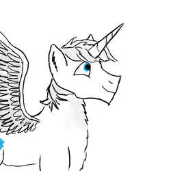 Size: 500x500 | Tagged: safe, artist:horsesplease, double diamond, alicorn, pony, g4, alicornified, chest fluff, doddycorn, doublecorn, looking up, male, paint tool sai, race swap, smiling, solo, spread wings, wings