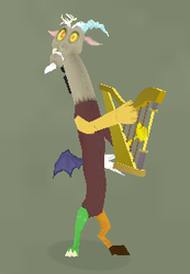 Size: 213x307 | Tagged: safe, gameloft, discord, g4, cute, discute, harp, male, musical instrument, solo