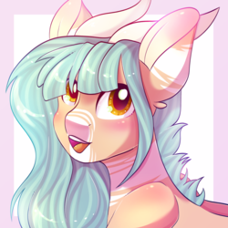 Size: 1024x1024 | Tagged: safe, artist:coffeequake, oc, oc only, oc:forest keeper, earth pony, pony, bust, female, horns, mare, portrait, solo