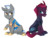 Size: 1000x752 | Tagged: safe, artist:higglytownhero, tempest shadow, oc, oc:scope, pony, unicorn, g4, my little pony: the movie, broken horn, eye scar, female, horn, male, mare, royal guard, scar, simple background, stallion, transparent background