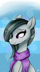 Size: 1080x1920 | Tagged: safe, artist:dashy21, marble pie, g4, clothes, cute, scarf, smiling, snow