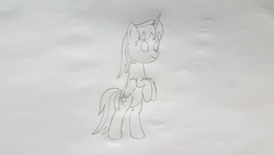 Size: 4032x2268 | Tagged: safe, artist:parclytaxel, oc, oc only, oc:parcly taxel, alicorn, pony, alicorn oc, bipedal, female, lineart, mare, monochrome, pencil drawing, solo, traditional art
