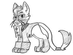 Size: 716x540 | Tagged: safe, artist:shoeunit, capper dapperpaws, cat, g4, my little pony: the movie, chest fluff, male, monochrome, simple background, traditional art
