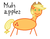 Size: 344x266 | Tagged: safe, artist:watermelon changeling, derpibooru exclusive, applejack, earth pony, pony, g4, 1000 hours in ms paint, c:, female, mare, misspelling, muh, simple background, smiling, solo, stick figure, white background